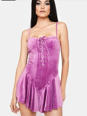 Dolls Kill Hot & Delicious Women’s M Plum Give My Heart Velvet Corset Dress